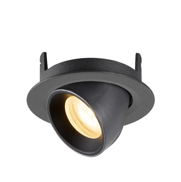 NUMINOS® GIMBLE XS, Deckeneinbauleuchte, 3000 K, 55°, IP20, rund, schwarz