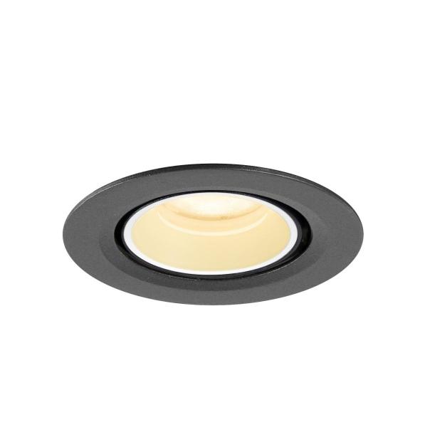 NUMINOS® GIMBLE XS, Deckeneinbauleuchte, 3000 K, 55°, IP20, rund, schwarz / weiß