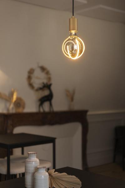 FITU PD, E27, ribbed, Pendelleuchte, Pendellänge 500 cm, offenes Kabelende, 1 x max. 15 W, gold