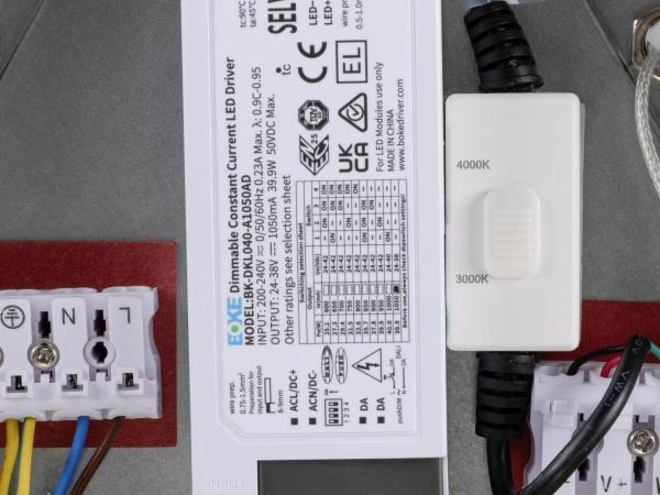 PANEL 60, Pendelleuchte, rund, DALI, Pendellänge 200 cm, 3000/4000K, 90°, grau