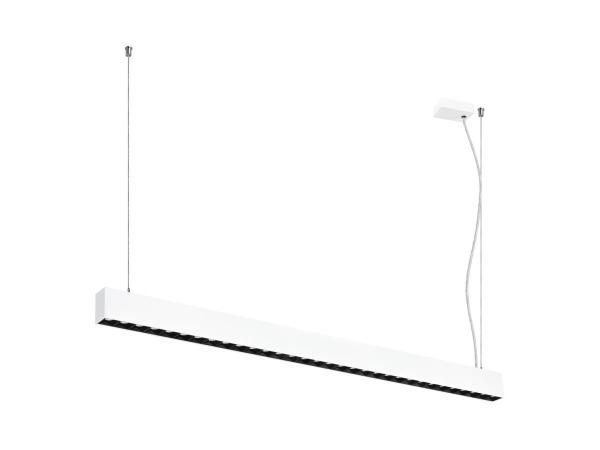 GLENOS® PRO, Pendelleuchte, 1,2m, DALI, UGR16, Pendellänge 210 cm, 4000K, 75°, weiß / schwarz