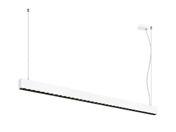 GLENOS® PRO, Pendelleuchte, 1,5m, DALI, UGR16, Pendellänge 210 cm, 4000K, 75°, weiß / schwarz