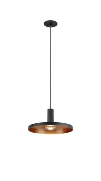 LALU® SET, Pendelleuchte, LED Base, PLATE 22, PHASE, Recessed, Pendellänge 200 cm, 2700/3000 K, 40°, schwarz