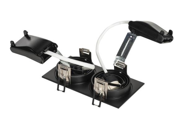 NEW TRIA 155, Einbauleuchte, zweiflammig, QPAR51, rechteckig, schwarz, max. 100 W, inkl. Clipfedern