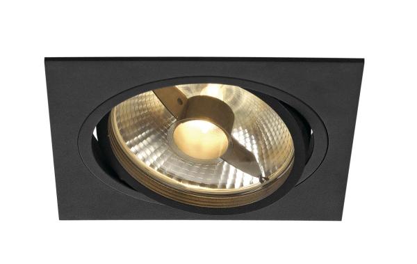 NEW TRIA 150, Einbauleuchte, einflammig, QPAR111, eckig, schwarz matt, max. 75 W, inkl. Blattfedern