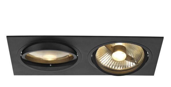 NEW TRIA 300, Einbauleuchte, zweiflammig, QPAR111, rechteckig, schwarz matt, max. 150 W, inkl. Clipfedern