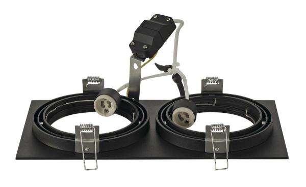 NEW TRIA 300, Einbauleuchte, zweiflammig, QPAR111, rechteckig, schwarz matt, max. 150 W, inkl. Clipfedern