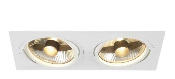 NEW TRIA 300, Einbauleuchte, zweiflammig, QPAR111, rechteckig, weiß matt, max. 150 W, inkl. Clipfedern