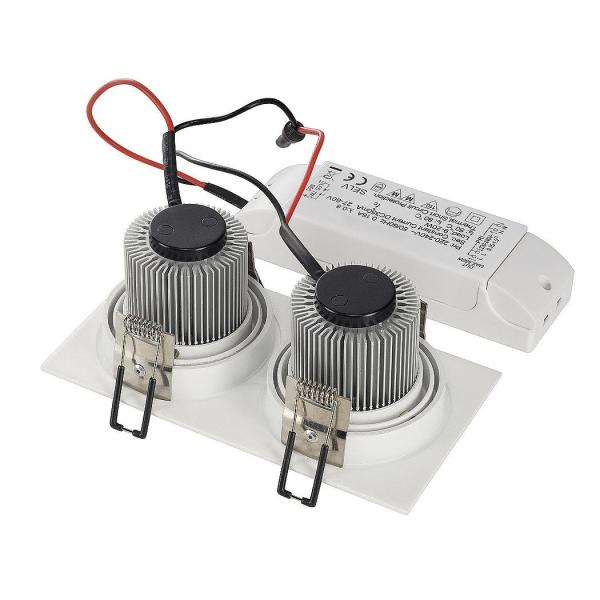 NEW TRIA 155, Einbauleuchte, zweiflammig, LED, 2700 K, rechteckig, weiß, 38°, 14,7 W, inkl. Treiber, Clipfedern