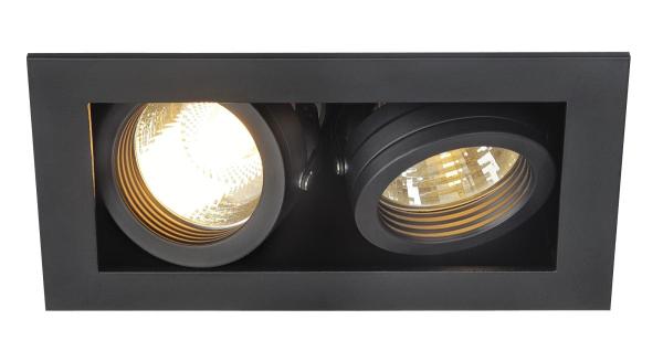 KADUX 2, Einbauleuchte, zweiflammig, QPAR51, rechteckig, schwarz matt, max. 100 W, inkl. Clipfedern