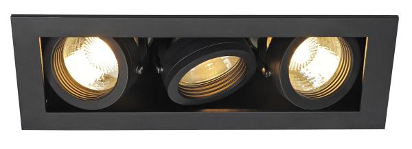 KADUX 3, Einbauleuchte, dreiflammig, QPAR51, rechteckig, schwarz matt, max. 150 W, inkl. Clipfedern