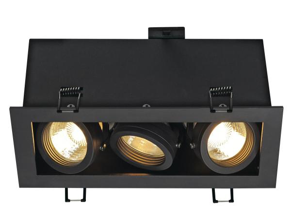 KADUX 3, Einbauleuchte, dreiflammig, QPAR51, rechteckig, schwarz matt, max. 150 W, inkl. Clipfedern