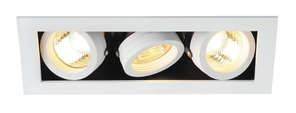 KADUX 3, Einbauleuchte, dreiflammig, QPAR51, rechteckig, weiß matt, max. 150 W, inkl. Clipfedern