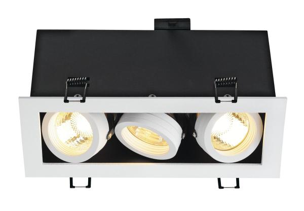 KADUX 3, Einbauleuchte, dreiflammig, QPAR51, rechteckig, weiß matt, max. 150 W, inkl. Clipfedern