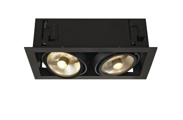 KADUX, Einbauleuchte, zweiflammig, QPAR111, rechteckig, schwarz matt, max. 150 W