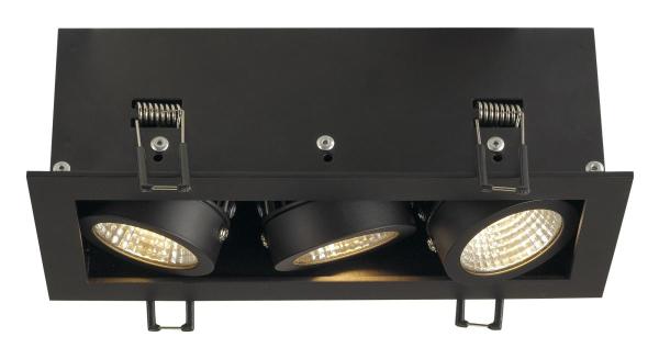 KADUX, Einbauleuchte, dreiflammig, LED, 3000 K, rechteckig, schwarz matt, 38°, 22 W, inkl. Treiber