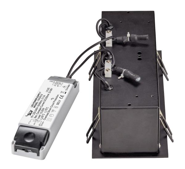 KADUX, Einbauleuchte, dreiflammig, LED, 3000 K, rechteckig, schwarz matt, 38°, 22 W, inkl. Treiber