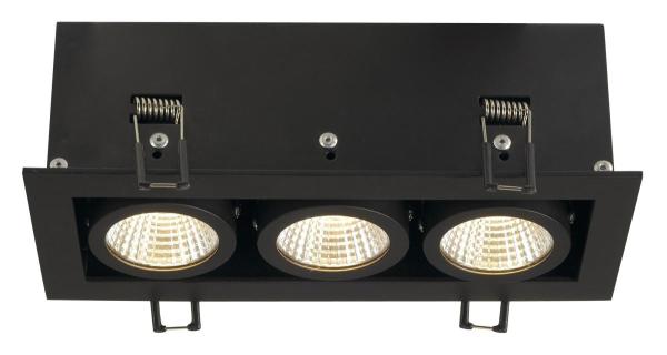 KADUX, Einbauleuchte, dreiflammig, LED, 3000 K, rechteckig, schwarz matt, 38°, 22 W, inkl. Treiber