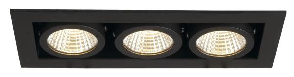 KADUX, Einbauleuchte, dreiflammig, LED, 3000 K, rechteckig, schwarz matt, 38°, 22 W, inkl. Treiber