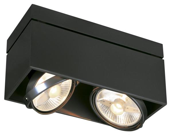 KARDAMOD, Deckenleuchte, zweiflammig, QPAR111, rechteckig, schwarz matt, max. 150 W