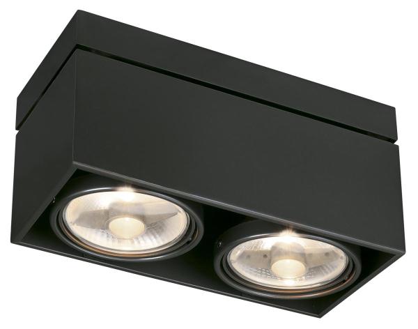 KARDAMOD, Deckenleuchte, zweiflammig, QPAR111, rechteckig, schwarz matt, max. 150 W