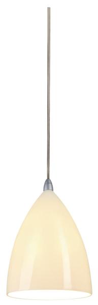 TONGA®, Pendelleuchte, A60, rund, weiß, Keramikschirm, silbergraue Deckenrosette, max. 60 W