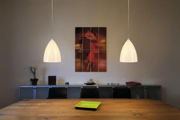 TONGA®, Pendelleuchte, A60, rund, weiß, Keramikschirm, silbergraue Deckenrosette, max. 60 W