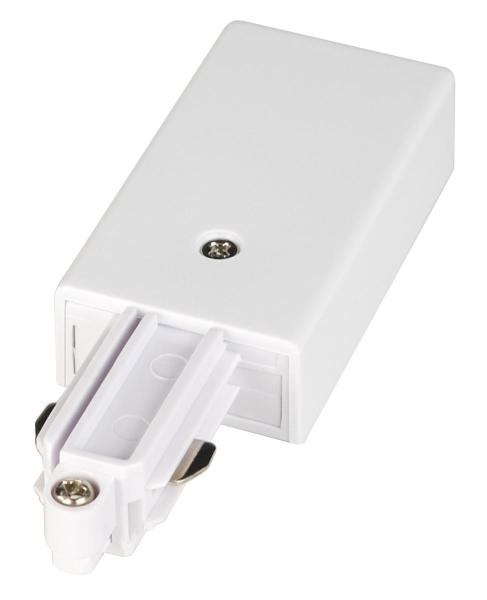 EINSPEISER, für Hochvolt 1Phasen-Aufbauschiene, weiß, Erde links