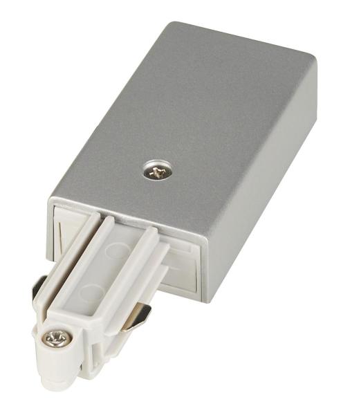 EINSPEISER, für Hochvolt 1Phasen-Aufbauschiene, silbergrau, Erde links