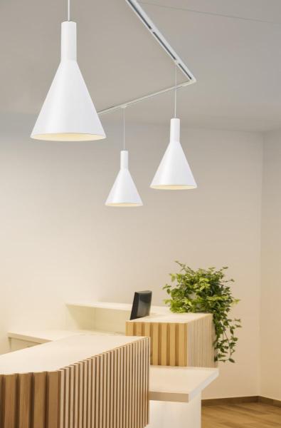 PENDELLEUCHTENADAPTER, für Hochvolt 1Phasen-Aufbauschiene, weiß, inkl. Zugentlastung und Gewindestück