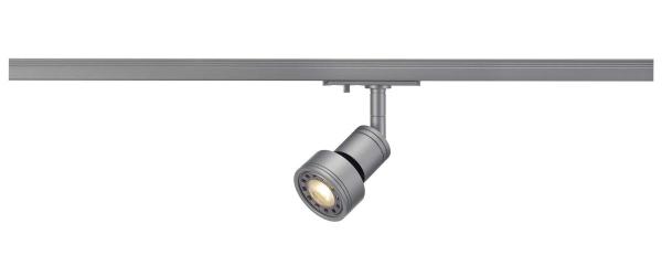 PURI TRACK, Spot für Hochvolt-Stromschiene 1Phasen, QPAR51, silbergrau, max. 50 W, inkl. 1Phasen-Adapter