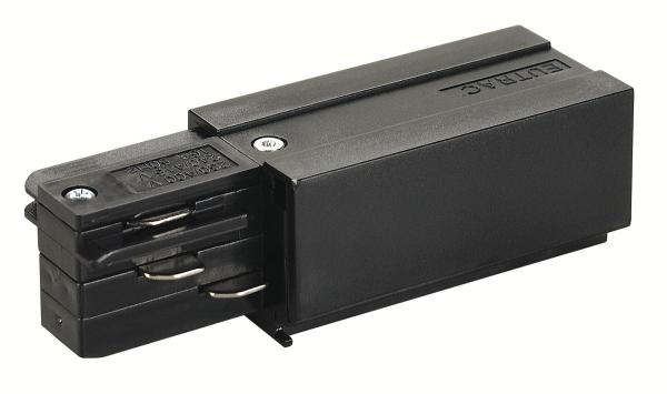 EINSPEISER, für EUTRAC Hochvolt 3Phasen-Aufbauschiene, Erde rechts, schwarz