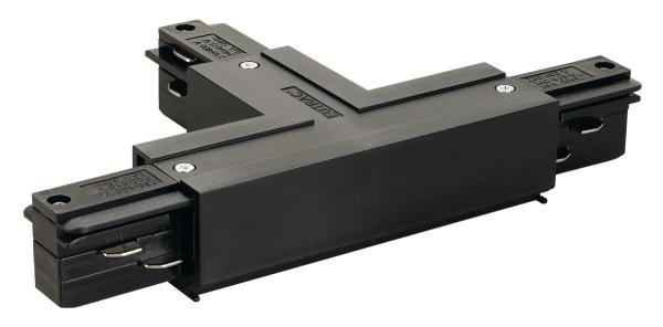 EUTRAC T-Verbinder mit Einspeisemöglichkeit, Erde innen, rechts, schwarz