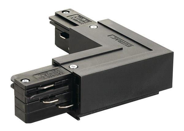 EUTRAC L-Verbinder mit Einspeisemöglichkeit, Erde aussen, schwarz