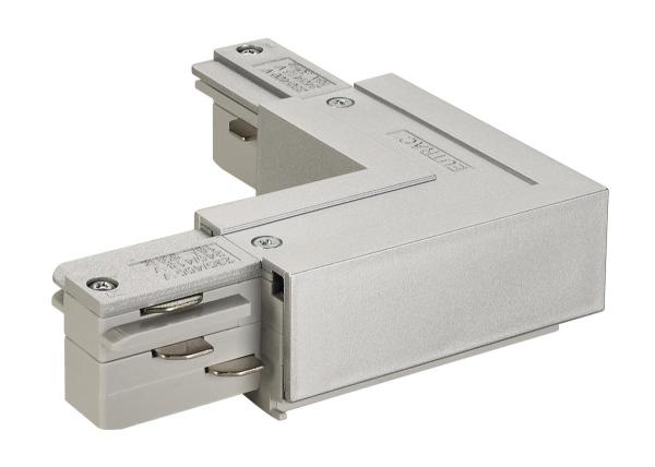 EUTRAC L-Verbinder mit Einspeisemöglichkeit, Erde aussen, silbergrau