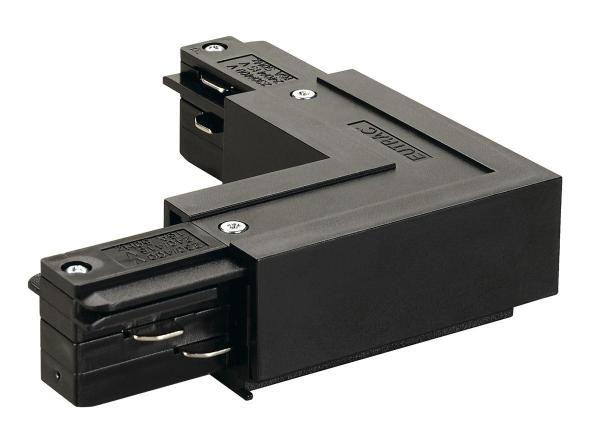 EUTRAC L-Verbinder mit Einspeisemöglichkeit, Erde innen, schwarz