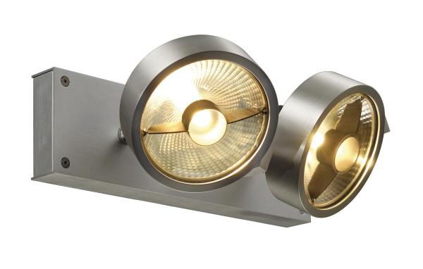 KALU, Wand- und Deckenleuchte, zweiflammig, QPAR111, rund, aluminium gebürstet, max. 150 W