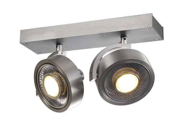 KALU, Wand- und Deckenleuchte, zweiflammig, QPAR111, rund, aluminium gebürstet, max. 150 W