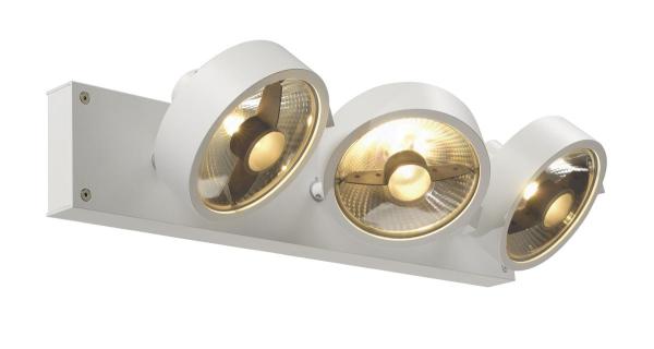 KALU, Wand- und Deckenleuchte, dreiflammig, QPAR111, rund, weiß matt, max. 225 W