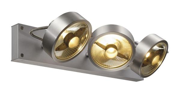 KALU, Wand- und Deckenleuchte, dreiflammig, QPAR111, rund, aluminium gebürstet, max. 225 W