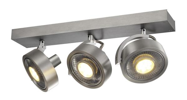 KALU, Wand- und Deckenleuchte, dreiflammig, QPAR111, rund, aluminium gebürstet, max. 225 W