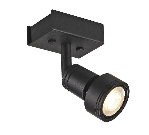 PURI, Wand- und Deckenleuchte, einflammig, QPAR51, schwarz matt, max. 50 W, mit Dekoring