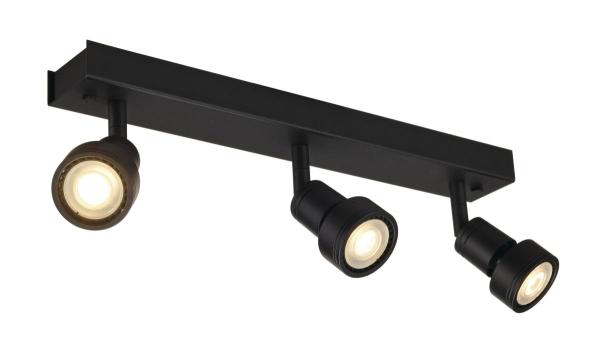 PURI, Wand- und Deckenleuchte, dreiflammig, QPAR51, schwarz matt, max. 150 W, mit Dekoring