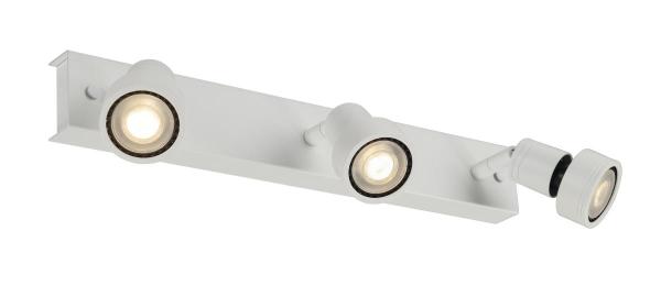 PURI, Wand- und Deckenleuchte, dreiflammig, QPAR51, weiß matt, max. 150 W, mit Dekoring