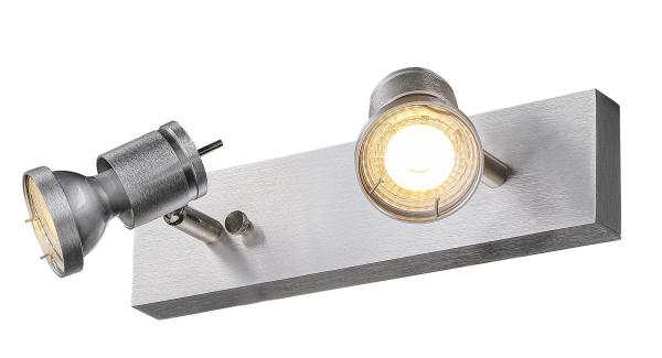 ASTO, Wand- und Deckenleuchte, zweiflammig, QPAR51, aluminium gebürstet, max. 150 W