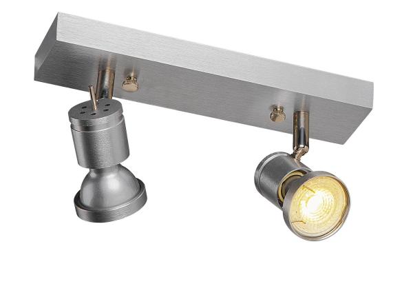 ASTO, Wand- und Deckenleuchte, zweiflammig, QPAR51, aluminium gebürstet, max. 150 W