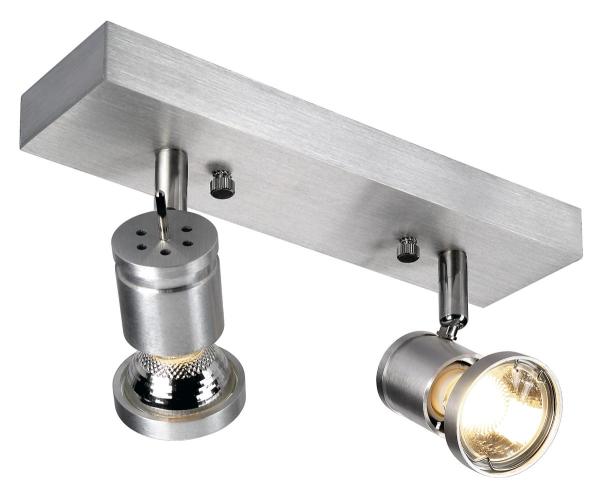 ASTO, Wand- und Deckenleuchte, zweiflammig, QPAR51, aluminium gebürstet, max. 150 W