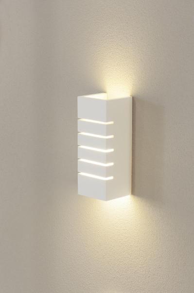 PLASTRA, Wandleuchte, eckig, 100 Slot, weißer Gips, E14, max. 40 W