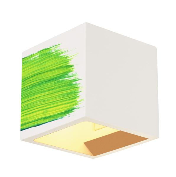 PLASTRA, Wandleuchte, QT14, eckig, Cube, weißer Gips, max. 42 W