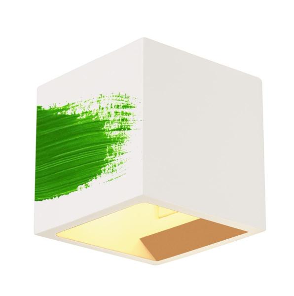 PLASTRA, Wandleuchte, QT14, eckig, Cube, weißer Gips, max. 42 W